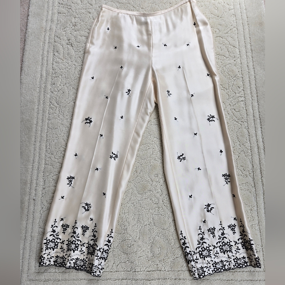 Ann Taylor Silk and Embroidered Pants sz14